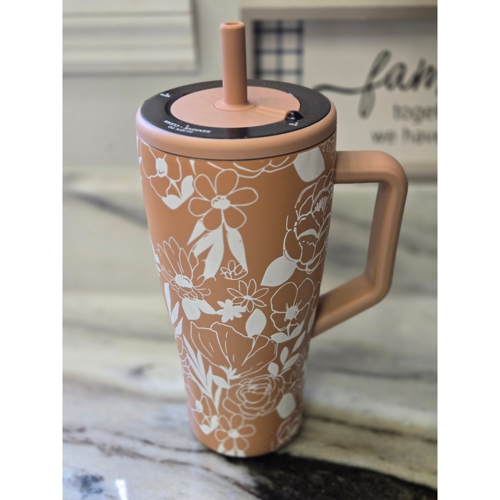 BruMate Era 40oz Tumbler Terracotta Floral Insulated Straw Lid Handle